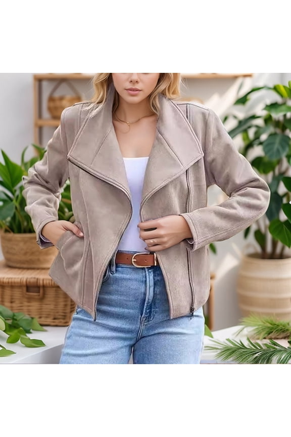 Fashion Fall Winter Short Moto Jacket For Women Casual Suede Leather Look Outerwear Winter Coats Women Ladies Winter Coats 3x Rain Jacket Women Aline Coat plus Size Long Jackets for Women Winter