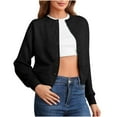 thumbnail image 1 of Fashion Fall Women's Lightweight Button Down Cardigan Long Sleeve Casual Crew Neck Soft Knit Cardigans Sweater Tops Women's Solid Color Knitted Sweater Cardigan Top Fitted Tops for Women, 1 of 8