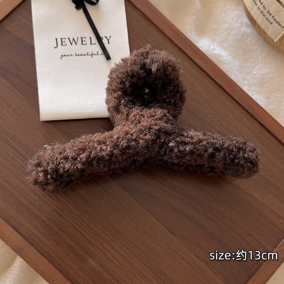 Fashion Faux Fur Hair Claws For Women Autumn Winter Plush Shearling Hair Clips 5.0 in Large Solid Crab Claw Clips For Thick Hair