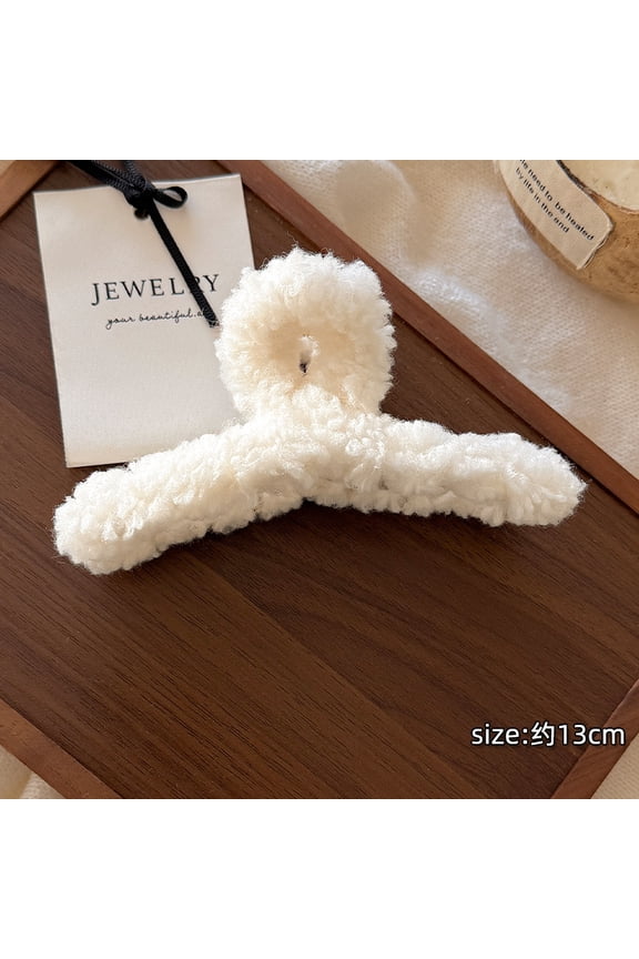 Fashion Faux Fur Hair Claws For Women Autumn Winter Plush Shearling Hair Clips 5.0 in Large Solid Crab Claw Clips For Thick Hair