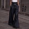 thumbnail image 1 of Fashion Faux-Leather Wide Leg Pants (S, Black), 1 of 4
