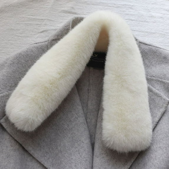 Fashion Faux Mink Fur Outdoor False Collar Fleece Neck Neck Warmers Women Coat Collar Fur Wool Collar WHITE