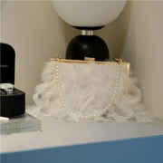 Fashion Feather Handbag Womens Evening Clutch Bag Pearl Chain Shoulder Bag Luxury Women Bags Design Party Purse Gift