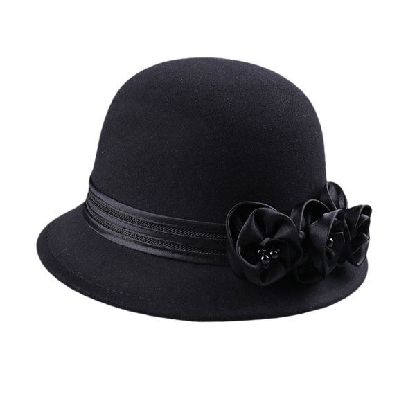 Fashion Fedoras Caps Bowler Hat for Women 20S Flapper Costume Wool Hat Cocktail Party Caps Winter Autumn Warm Headpiece