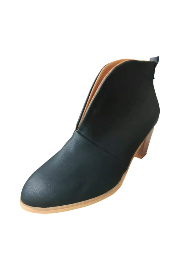 Fashion Female Warm Boots Womens Boots Ankle Boots Stacked Heel Booties Fahsion Leather Short Boots