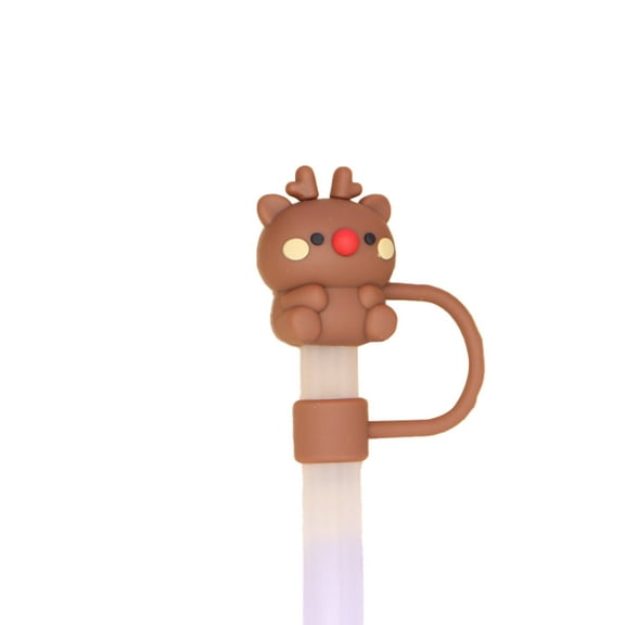 Winter Decor Xmas Limited Straw Covers For Straw - 2 Size 8mm & 10mm Silicone Straw Toppers For Tumblers, Cute 3D Straw Stopper For Glass Straw Reusable Straws Perfect Gifts and Xmas Decors