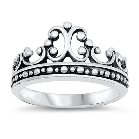 Fashion Filigree Swirl Crown Ring .925 Sterling Silver Band Jewelry Female Male Unisex Size 10