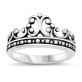thumbnail image 1 of Fashion Filigree Swirl Crown Ring .925 Sterling Silver Band Jewelry Female Male Unisex Size 4, 1 of 4