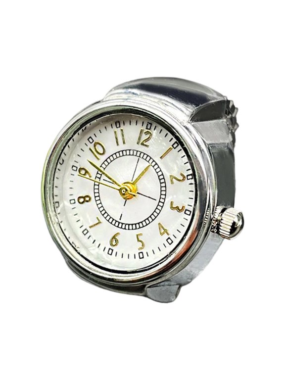 Round Watch Face Finger Timepiece with Metallic Alloy Body for Time Checking, Casual Outings and Daily Wear