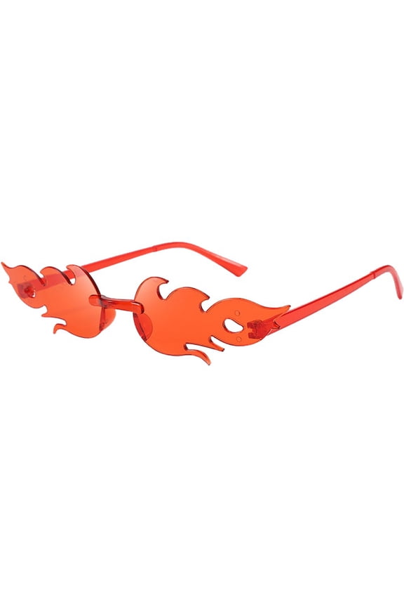 Fashion Fire Flame Sunglasses for Women Men Goth Rimless Sun Glasses Trendy Eyewear Halloween Party Glasses