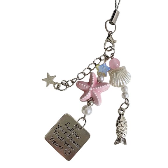 Fashion Fish Bead Phone Charm Handmade Bag Pendant Beads and Alloy Texture Keychain Accessory for Various Occasion