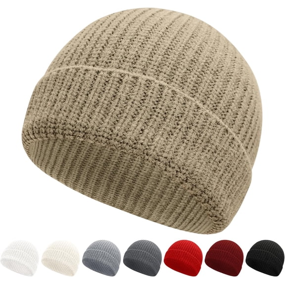 Fashion Fisherman Beanie Cap for Men Women Short Cuff Knit Beanie Winter Warm Hats Cap, 1pc