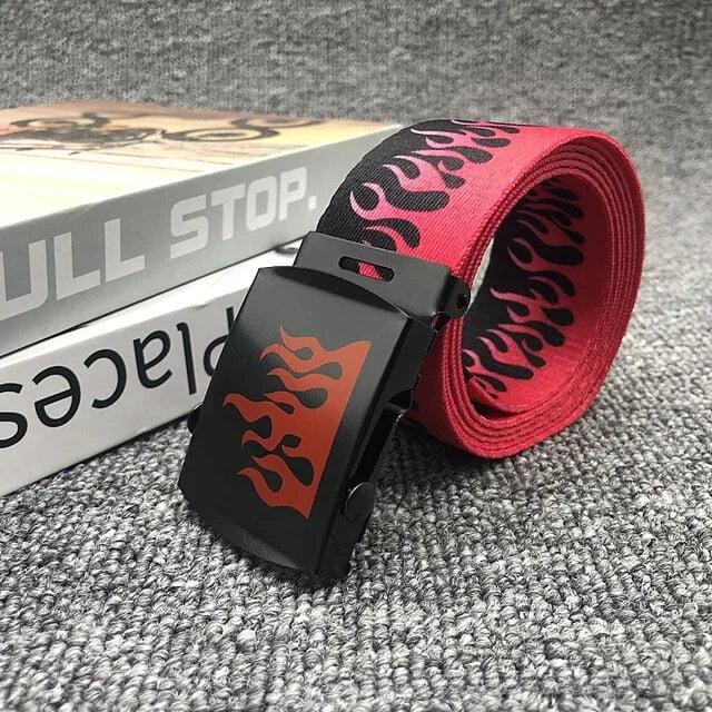 Fashion Flame Belts Unisex Hip hop Style Belts 125cm Colorful Canvas Webbing Casual Belts Apparel Accessories