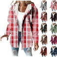 thumbnail image 1 of Fashion Flannel Plaid Jackets for Womens Oversize Plaid Printe Long-sleeved Long-sleeved Hooded Casual Coat, 1 of 6