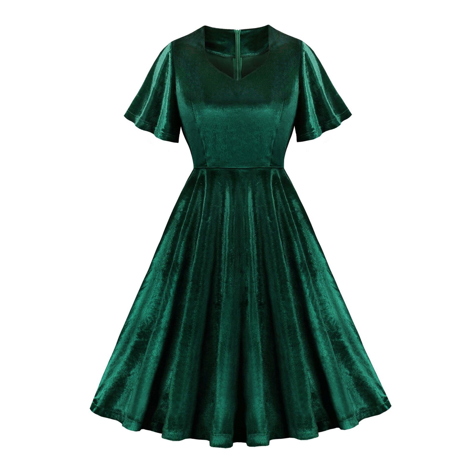 Cagogo Women's 1950s Vintage Audrey Hepburn Style Cocktail Party Evening  Prom Gown Swing Dresses Rockabilly Retro Short Sleeve Midi Dress -  Walmart.com