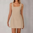 thumbnail image 1 of Cagogo Women's Sexy Square Neck Bodycon Mini Dress Sleeveless Slim Fit Backless Short Dresses Fashion Going Out Summer Wear, 1 of 9