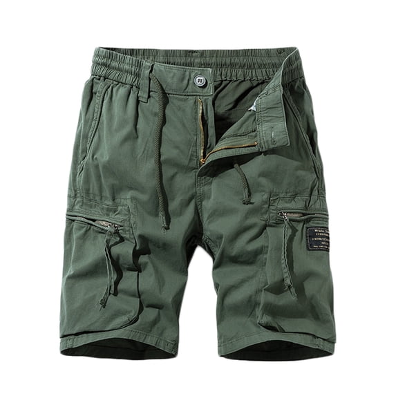 Fashion Flash Deals HOOMEUMY Men's Summer Shorts Cotton Multi-Pocket Loose Fit Straight Military Tactical Shorts Bermuda Short Pants Army Green 4