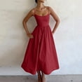 thumbnail image 1 of Xqxayjr Summer Spaghetti Strap Homecoming Dresses for Womens Casual High Waist Aline Swing Maxi Long Swing Pleated Dresses Scoop Neck Trendy Outfits Bridal Shower Dresses, 1 of 5