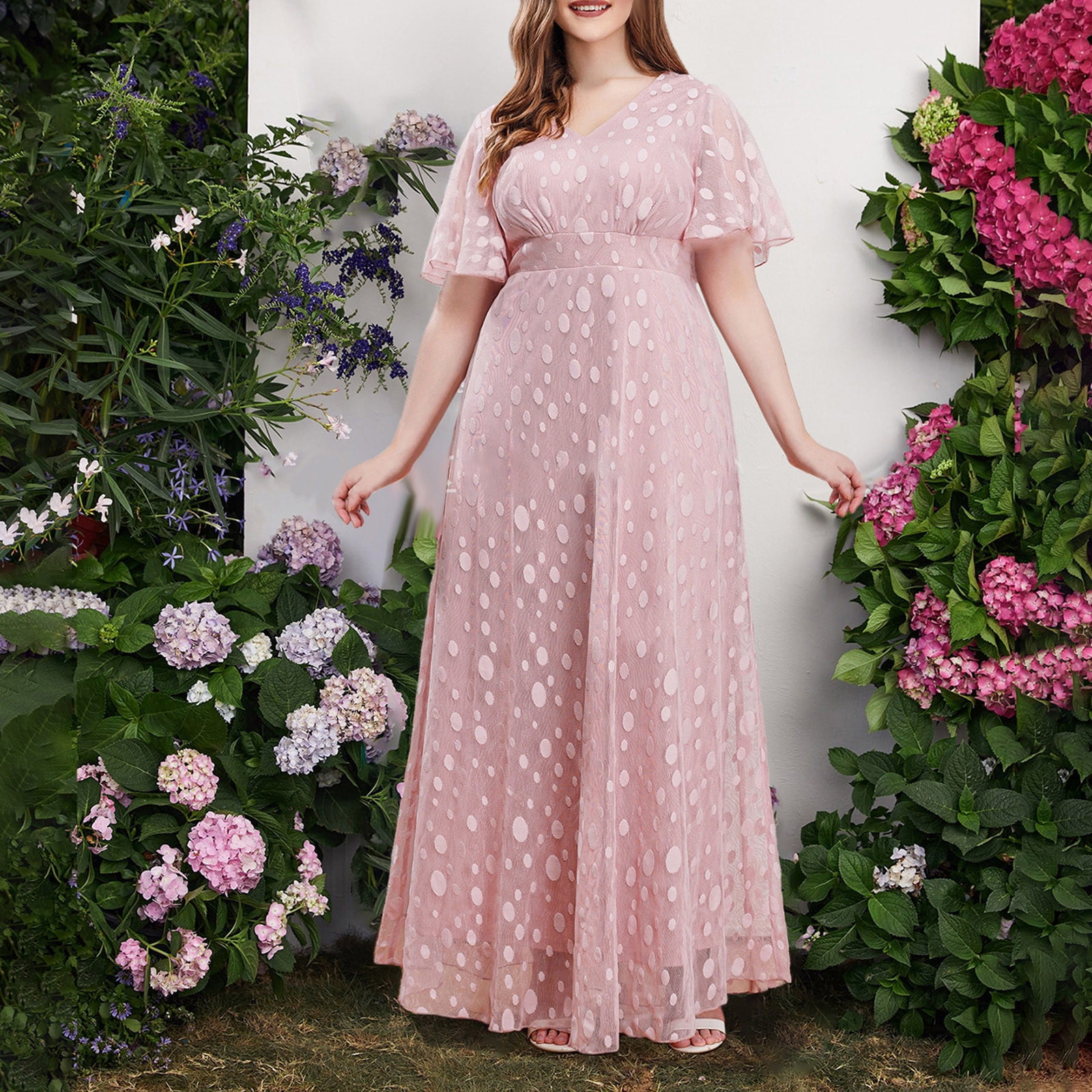 Woman Elegant & Stylish Jacquard Long Dress, White, Casual Vacation Romantic Outfits main image 1