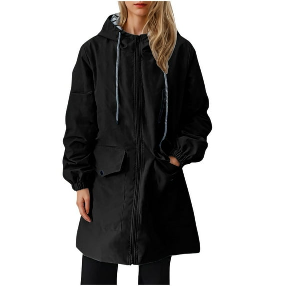 Fashion Fleece Jackets for Womens Winter Warm Plus Size Zipper Button Shrink Cuffs Double Pockets With Hat Rope Sweatshirt Long Sleeve Hooded Casual Outwear