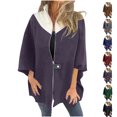 thumbnail image 1 of Fashion Fleece Jackets for Womens Winter Warm Plus Size Loose Casual Solid Color Matching Jacket Zipper Stand Collar Woolen Top, 1 of 7