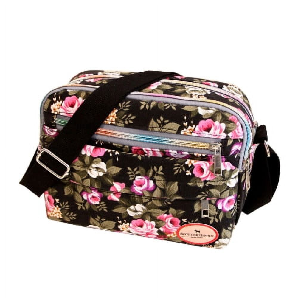 Fashion Floral Crossbody Bag for Women - Lightweight Small Shoulder Purse with Zipper Pocket