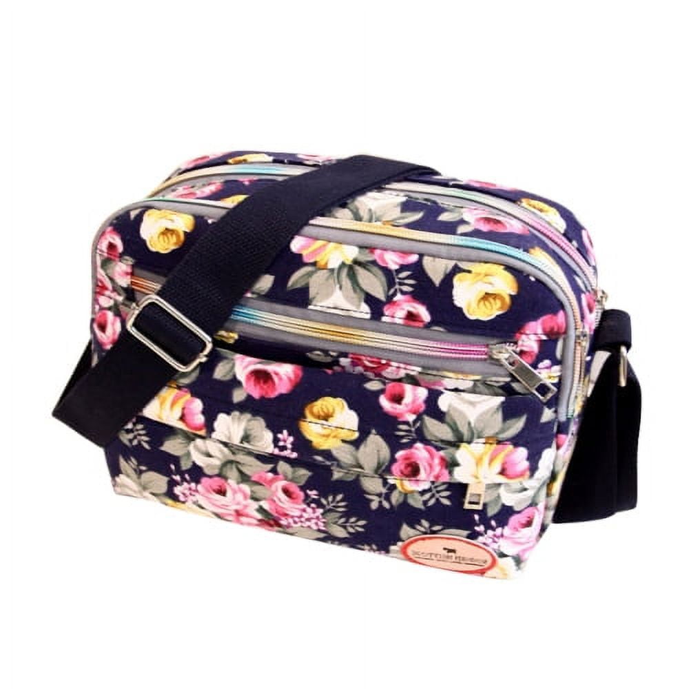 Fashion Floral Crossbody Bag for Women - Lightweight Small Shoulder Purse with Zipper Pocket