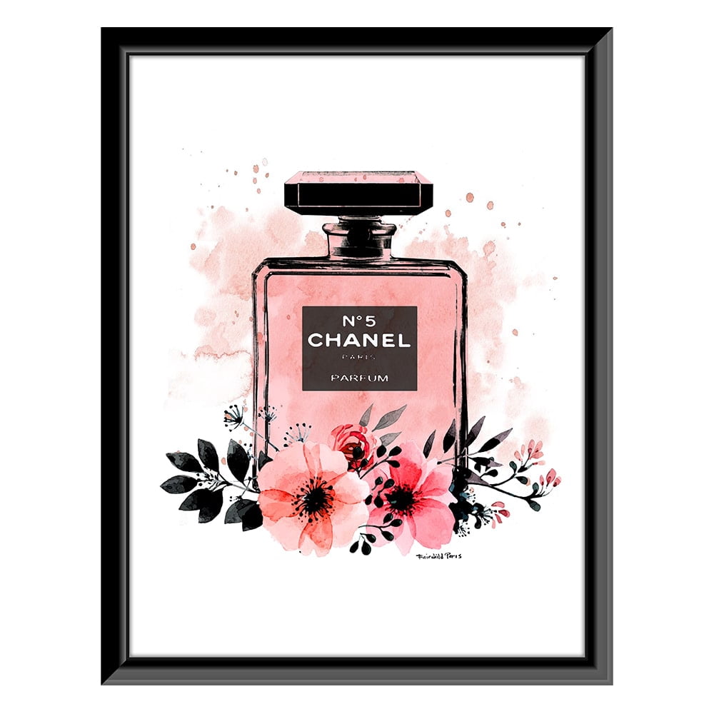 Fashion Floral Glam Perfume Bottle - Framed Print