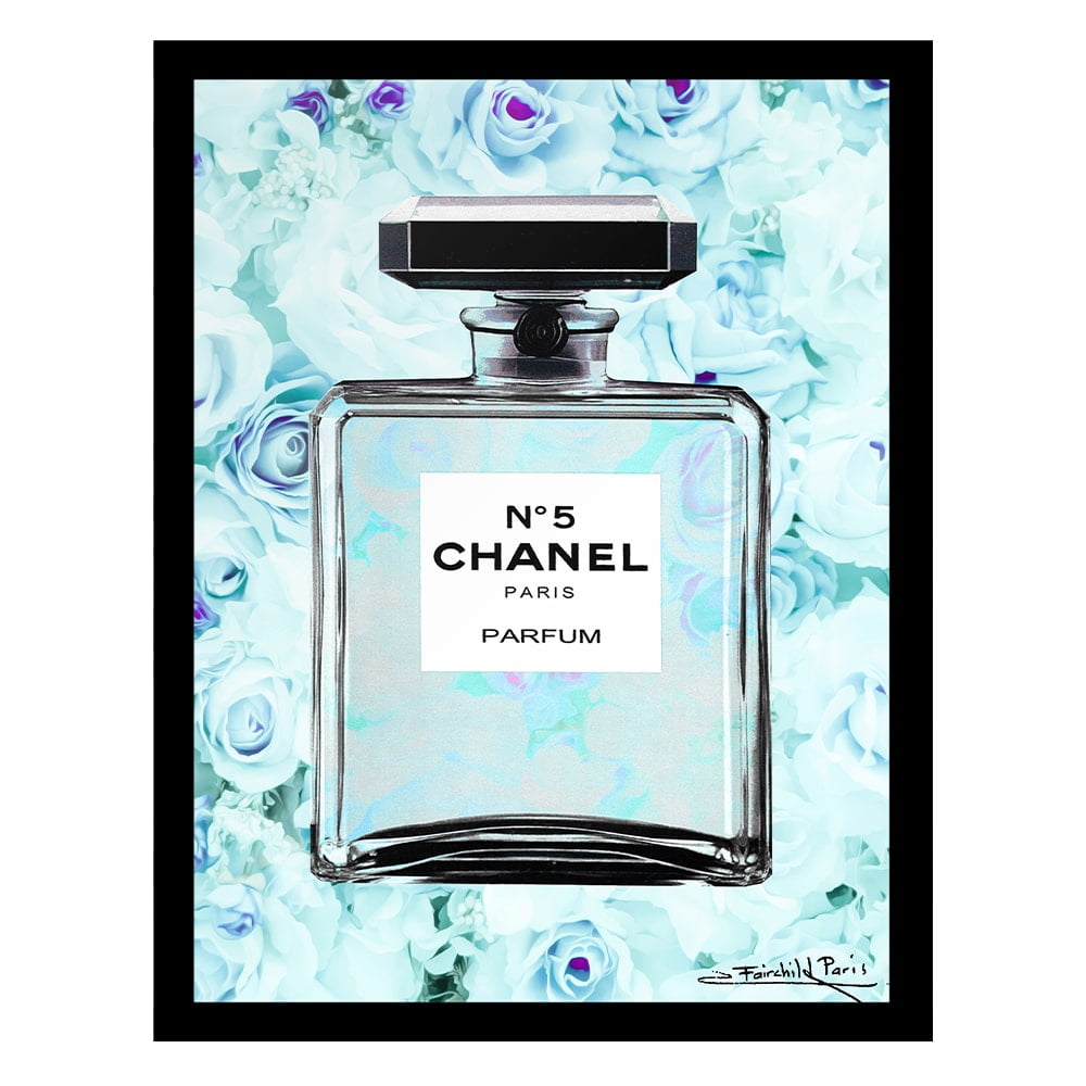 Fashion Floral Glam Perfume Bottle - Framed Print