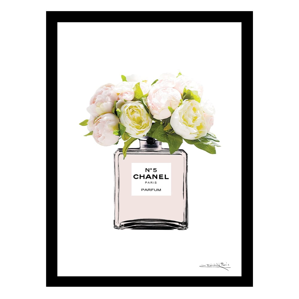 Fashion Floral Glam Perfume Bottle - Framed Print