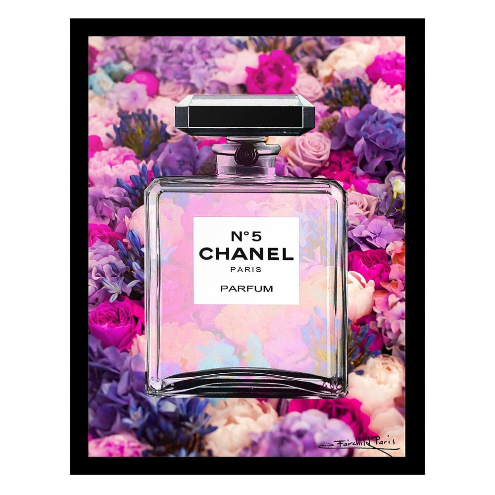 Fashion Floral Glam Perfume Bottle - Framed Print