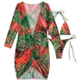 thumbnail image 1 of Fashion Floral Print Bikini Set 3 Pieces Swimsuit with Cover Up Tie Side Triangle-Bathing Suits for Women, 1 of 8