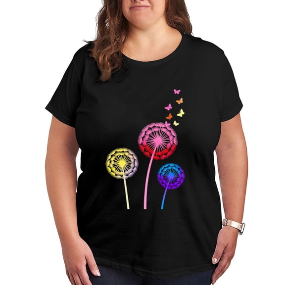 Fashion Floral Print Hearts Plus Size Graphic Women Tshirt Oversized Tees Short Sleeve Casual Tee Trendy  T-shirt