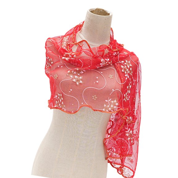 Fashion Floral Print Scarf Silk Like Polyester Soft Texture Soft for Women Daily Wear