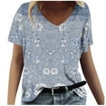 thumbnail image 1 of Fashion Floral Tshirts for Womens Dressy Casual Tops Cute Short Sleeve V Neck Shirts Loose Comfy Blouses Spring Summer 2025 Tees Beach Vacation Clothes Classic Fit Tunic Basic Tees, 1 of 4