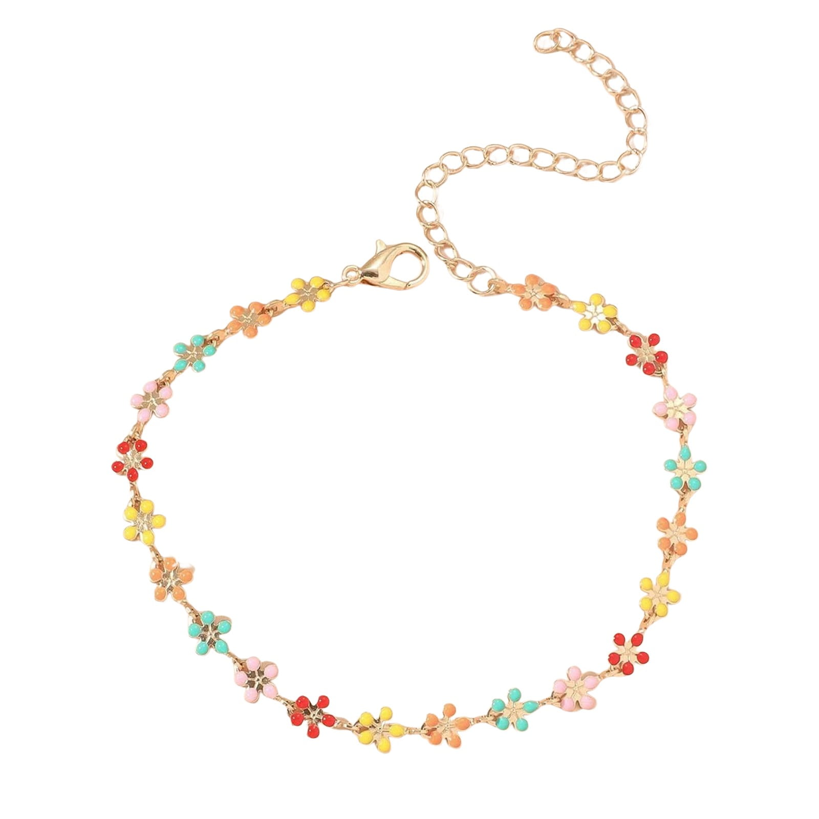 Fashion Flower Foot Decoration European And American Beach Wind Small Beautiful Anklet Set Gold