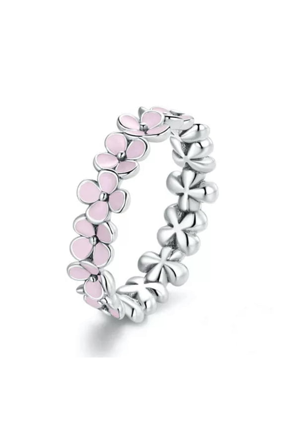 Fashion Flower Jewelry Women Gift 925 Silver Rings Wedding Band Sz 6-10