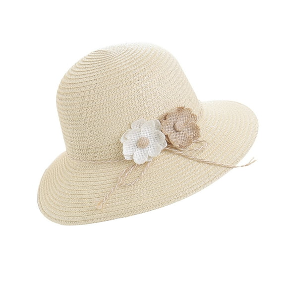Fashion Flower Wide Brim Caps Summer Foldable Beach Sun Protective Hat Straw Hats for Women