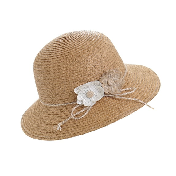 Fashion Flower Wide Brim Caps Summer Foldable Beach Sun Protective Hat Straw Hats for Women
