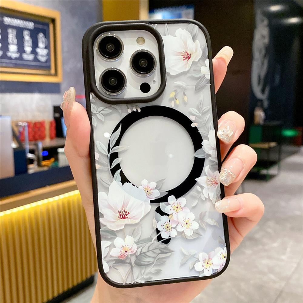 Fashion Flowers Floral Clear For Magsafe Wireless Charging