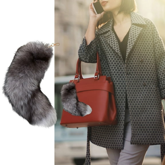 Fashion Fluffy Faux Fur Keychain With Cute Fox Tail Pendant Women Key Ring Holder Pompoms Key Chains Hairy Tail For Backpack or Handbag
