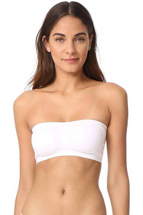 Womens Convertable Stretch Bandeau Bra (White, Medium)