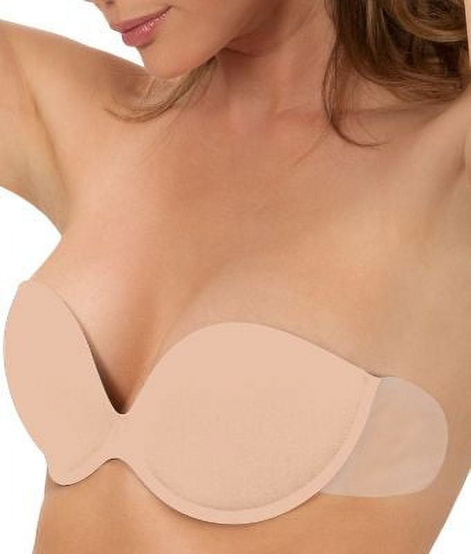 Deago Women's Strapless Sticky Bra Self Adhesive Invisible Bra Backless  Push up Bra Reusable Silicone Deep U Plunge Bra 