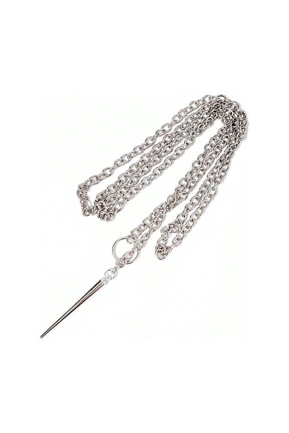 Fashion Forward Extra Long Chain Necklace With Geometric Cone-shaped Pendant Accent For Statement Look
