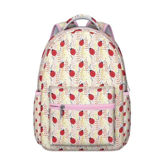 Fashion Forward Ladybug Backpack - Water-Resistant School Bag, Lightweight Laptop Backpack for Women & Teens with Spacious Compartments