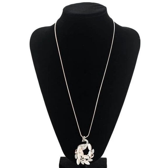 Fashion-Forward Long Pendant Necklaces Featuring Peacocks