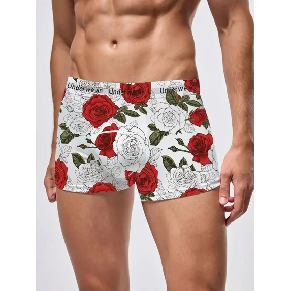 Fashion-Forward Men's White Animal Pattern Boxer Shorts Premium Cotton Underpants with Eye-Catching Prints
