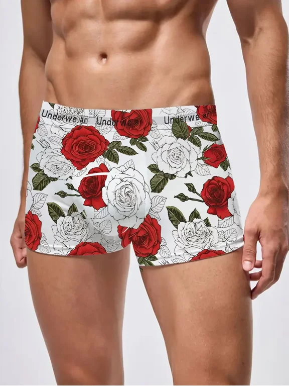 Fashion-Forward Men's White Animal Pattern Boxer Shorts Premium Cotton Underpants with Eye-Catching Prints
