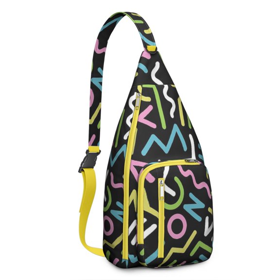 Fashion Forward Sling Backpack - Runway Inspired Abstract Print Shoulder Bag, Anti-Theft for Urban Life