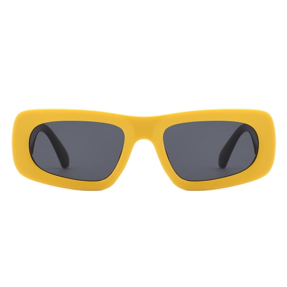 Fashion-Forward Wide Sunglasses, Yellow Frame with Dark Gray Lenses